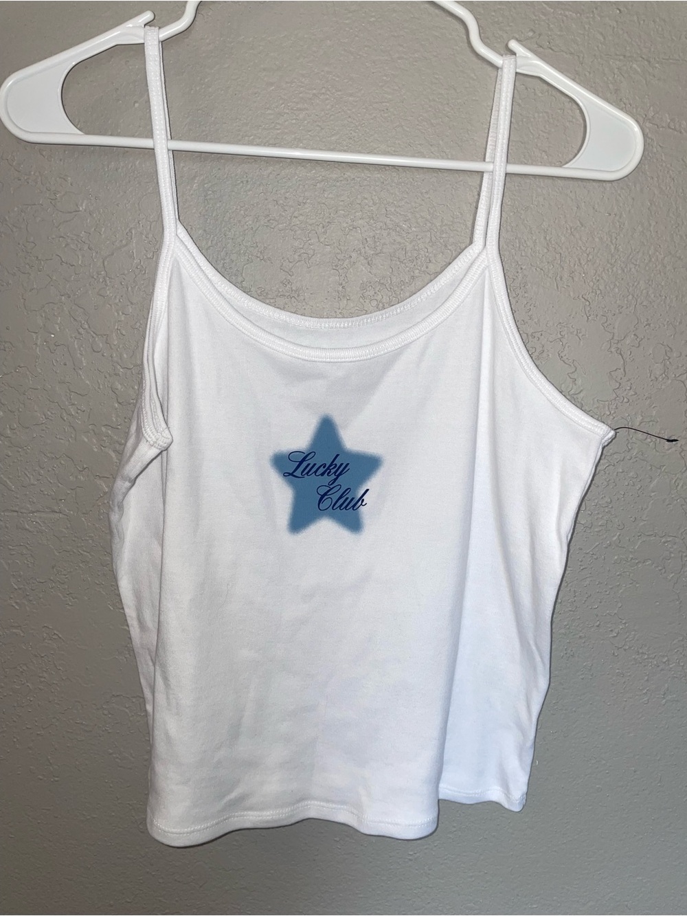 White Spaghetti Strap Tank Top lucky club